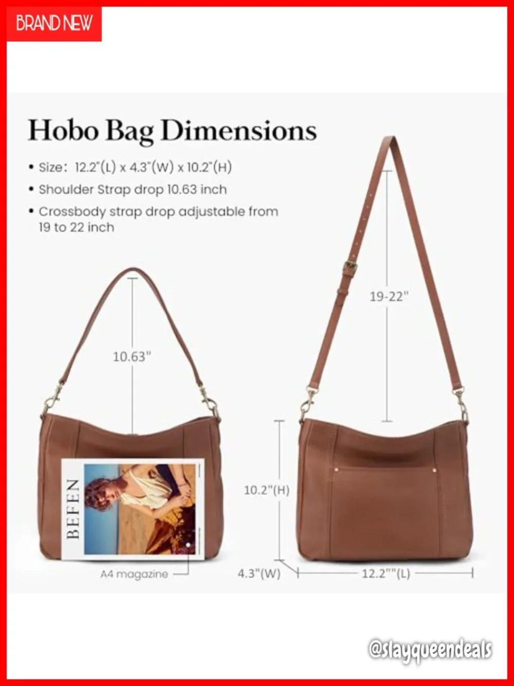 Genuine Leather Hobo Crossbody Bag Women Shoulder Purse Handbag 2 Straps Vintage